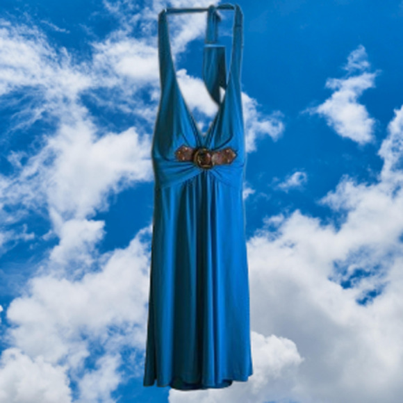 Cache small blue halter dress. Cocktail Party, date night, fall/winter. - Picture 1 of 2